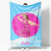 Aperturee - Custom Photo Glitter Pink Circle Blue Sky Blanket